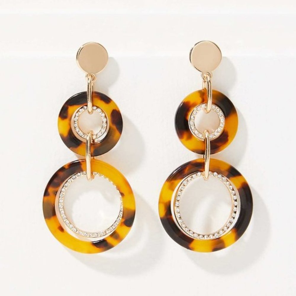 NWT Pave Linked Resin Drop Earrings